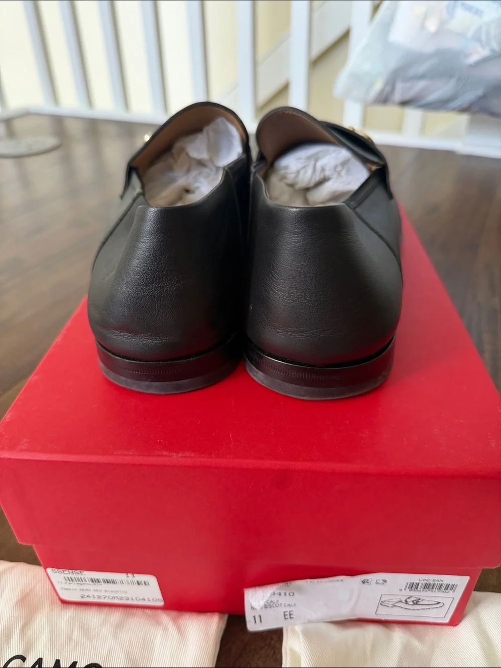 Salvatore Ferragamo Black Leather Bit Loafers with Gold Hardware